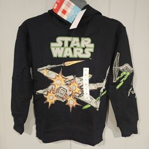 Disney 100 Star Wars Black Pullover Sweatshirt Hoodie Boys Small X-Wing NWT